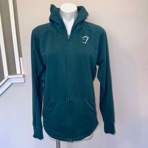 Gym Shark Dark Green Full Zip Hoodie